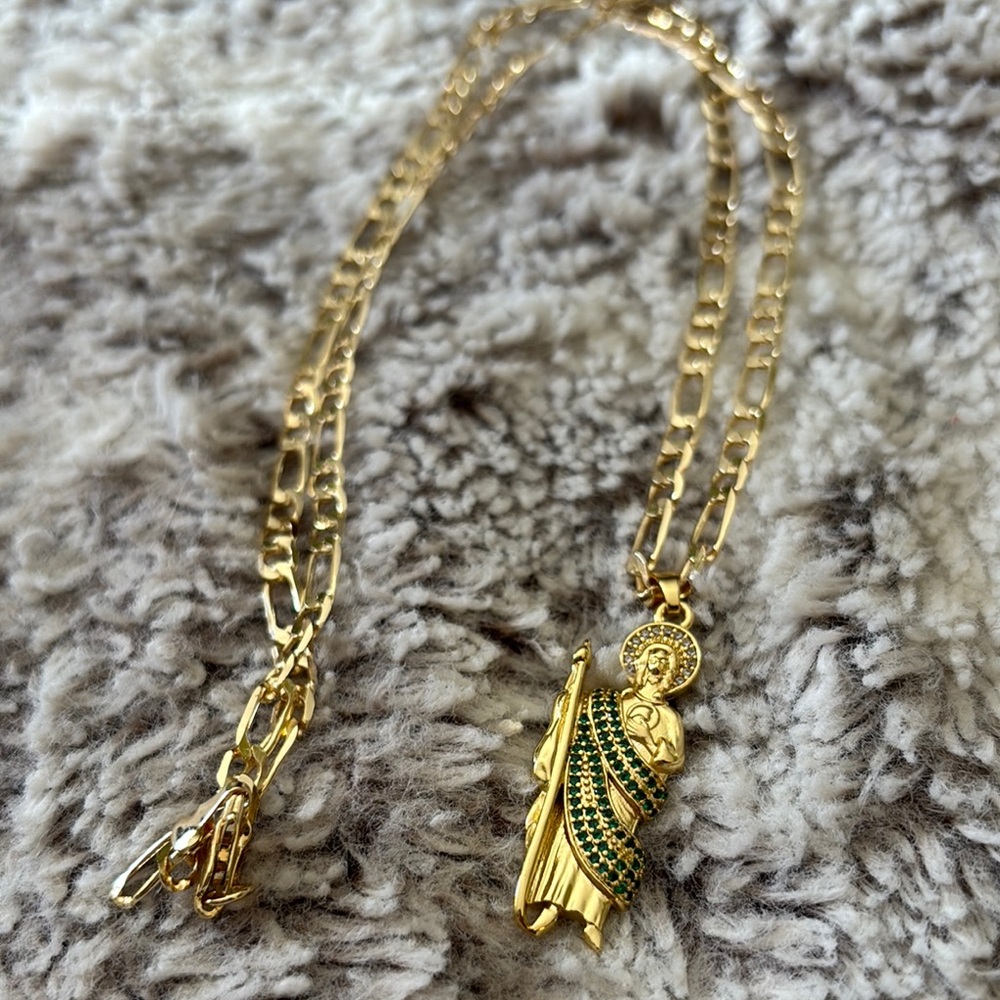 Gold Saint Pendant Necklace